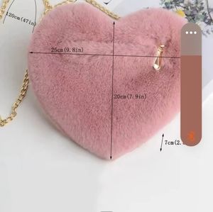 Womens Furry Heart shoulder Purse